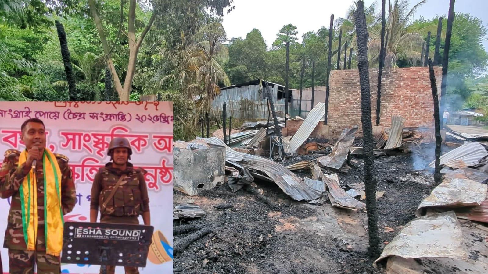 রুমায় ভয়াবহ অগ্নিকাণ্ডে ক্ষতিগ্রস্ত ব্যবসায়ীদের পাশে বাংলাদেশ সেনাবাহিনী